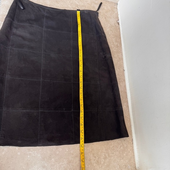 Armani Exchange Brown Square Solid Patchwork Suede A Line Womens Size 8 Skirt - Picture 10 of 13